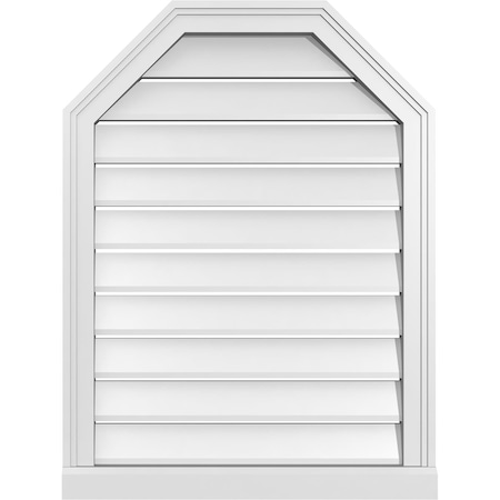 Ekena Millwork Octagonal Top Surface Mount PVC Gable Vent w/ 2"W x 2"P Brickmould Sill Frame, 24"W x 32"H GVPOT24X3203SF